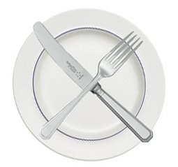 Ножик и вилка на тарелке